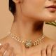 Pearl Kundan Flower Choker Necklace with Gold Tone
